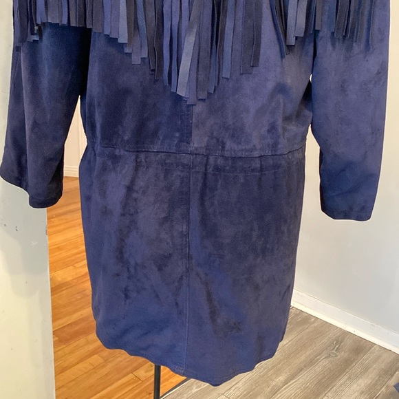 Vintage leather suede fringe jacket size M - Picture 10 of 17